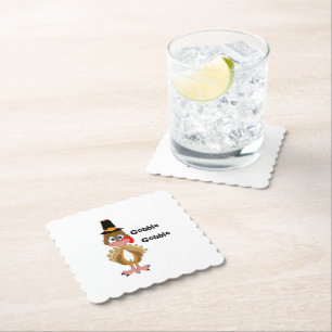 Comical Thanksgiving Turkey Paper Coaster