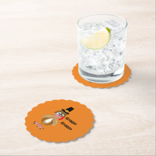 Comical Thanksgiving Turkey Paper Coaster