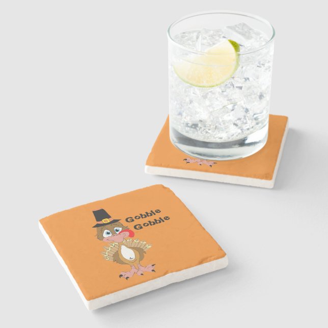 Comical Thanksgiving Turkey Stone Coaster (Side)