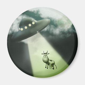 Comical UFO Cow Abduction Magnet