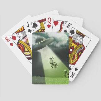 Comical UFO Cow Abduction Playing Cards