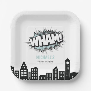 Comics Book Superhero Birthday Paper Plate