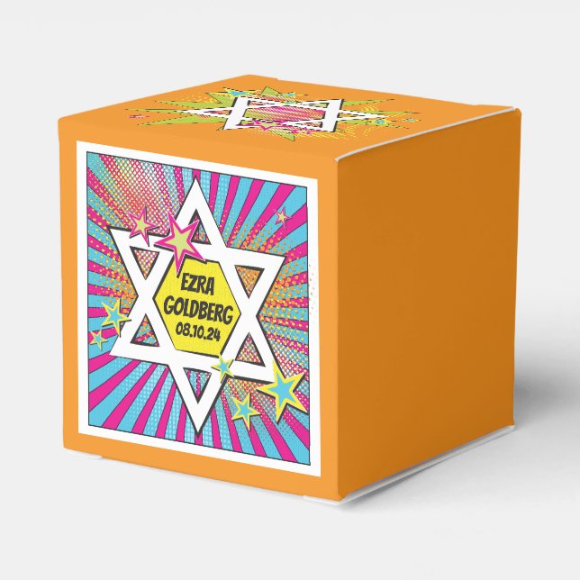 Comics Comic Book Bar Mitzvah Star of David Favour Box (Back Side)