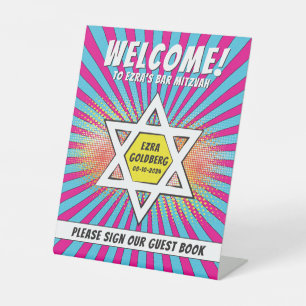 Comics Comic Book Bar Mitzvah Star of David  Pedestal Sign