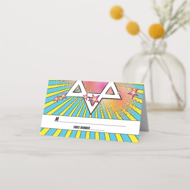 Comics Comic Book Bar Mitzvah Star of David Place Card (Front)