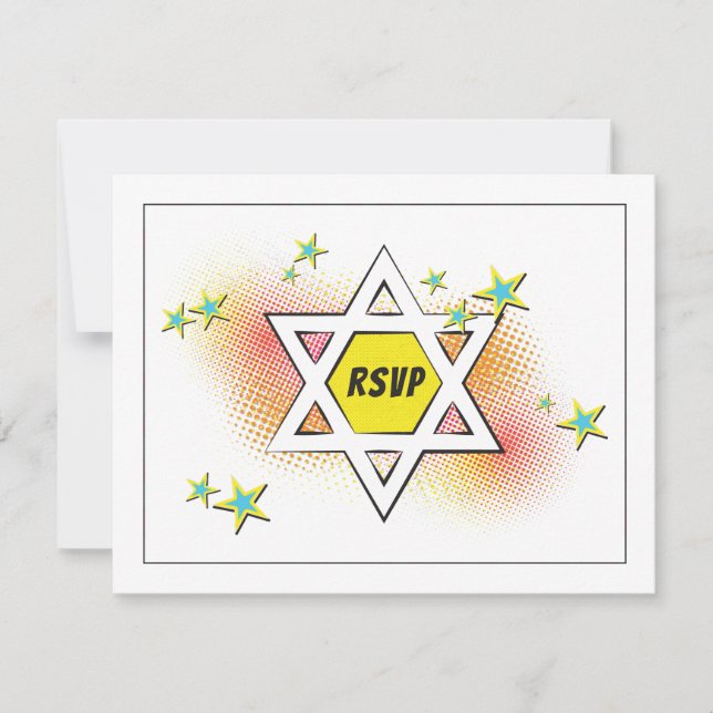 Comics Comic Book Star of David Bar Mitzvah RSVP (Front)