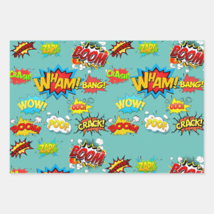 comics design wrapping paper sheet