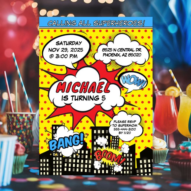 Comics Invitation for Superheroes birthday party (Creator Uploaded)