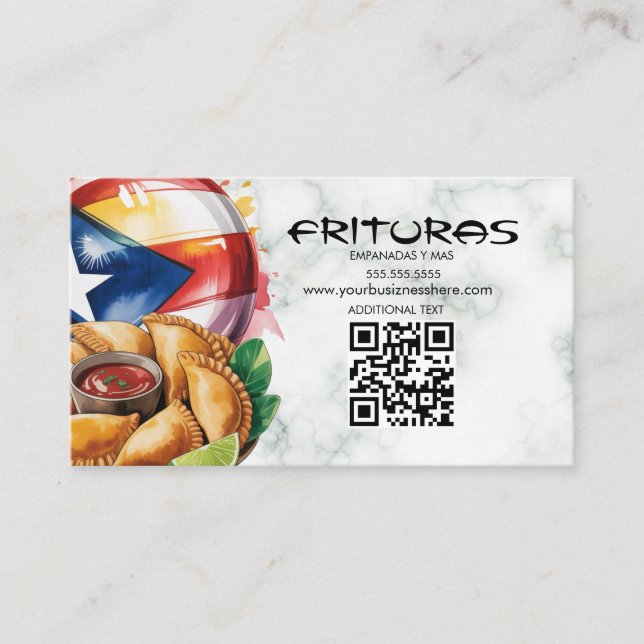 Comida Puertorican Boricua Empanadas Food Truck Business Card (Front)