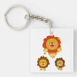 'Coming!!" 3 Cute Cartoon Lions Acrylic Keychain