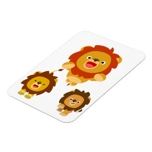 'Coming!!" 3 Cute Cartoon Lions Flexible Magnet