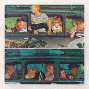 Coming and Going by Norman Rockwell Glass Coaster