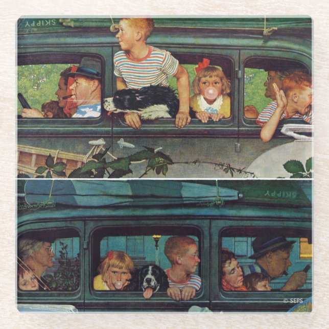 Coming and Going by Norman Rockwell Glass Coaster (Front)