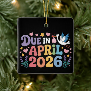 Coming April 2026 Due in New Baby Mummy Pregnancy  Ceramic Ornament