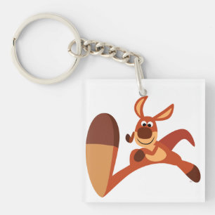 "Coming!!" Cute Cartoon Kangaroo Acrylic Keychain