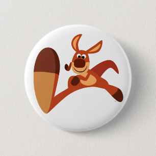 "Coming!!" Cute Cartoon Kangaroo Button Badge