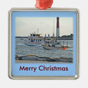 Coming Home - Fishing Boats in Barnegat Inlet Item Metal Tree Decoration