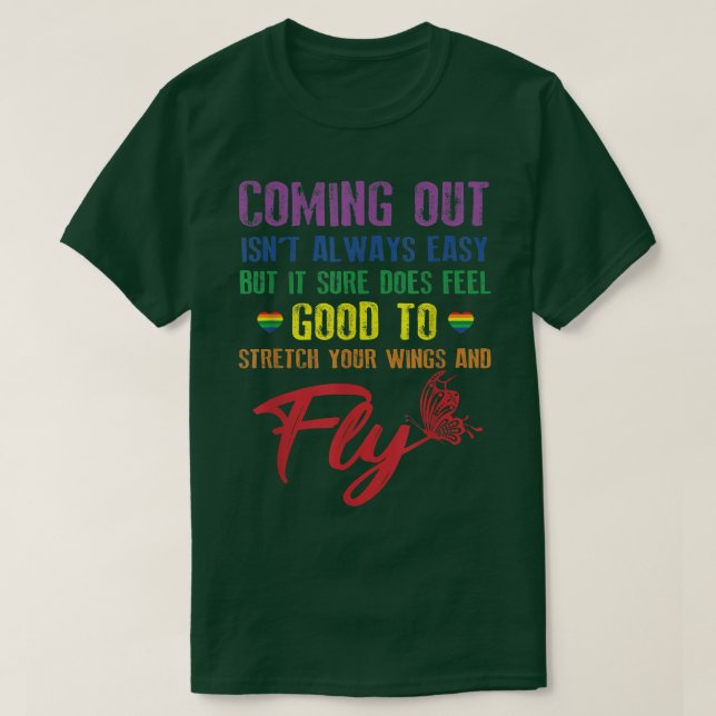 Coming Out Butterfly Stretch Wings And Fly LGBT Lo T-Shirt (Design Front)