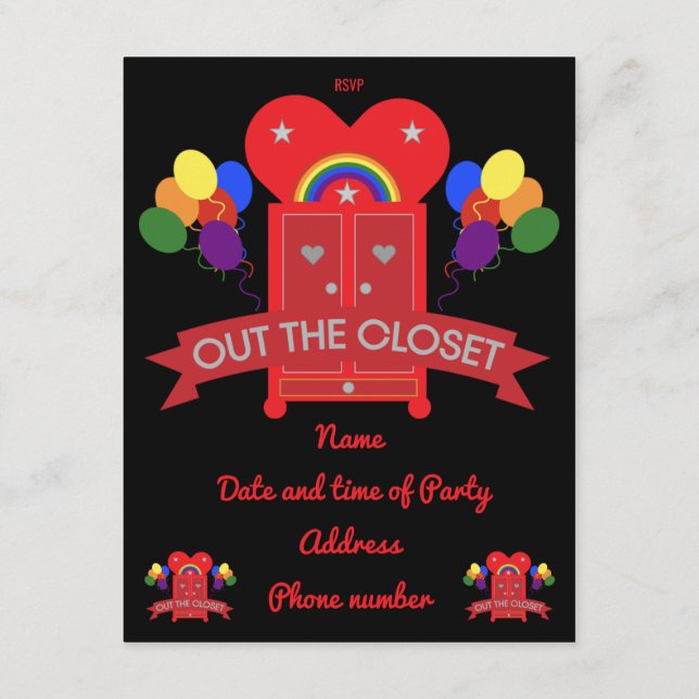 Coming Out Gay Party Celebration Invitation (Back)