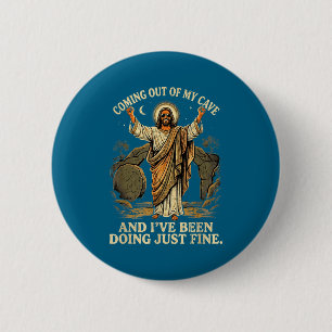 Coming out of cave shirt jesus christian religion 6 cm round badge