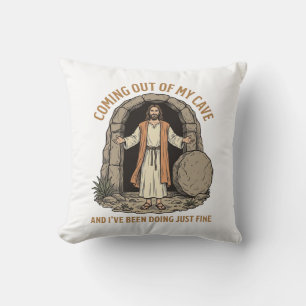 Coming Out of My Cave Funny Christian Vintage Shir Cushion