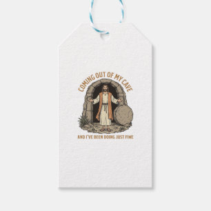 Coming Out of My Cave Funny Christian Vintage Shir Gift Tags