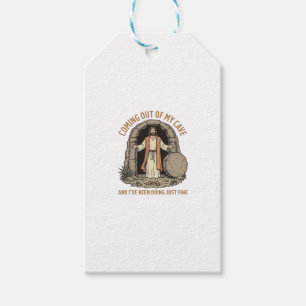 Coming Out of My Cave Funny Christian Vintage Shir Gift Tags