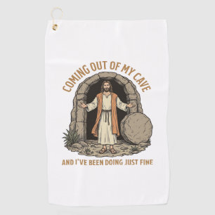 Coming Out of My Cave Funny Christian Vintage Shir Golf Towel