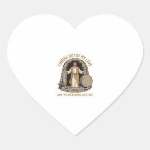 Coming Out of My Cave Funny Christian Vintage Shir Heart Sticker