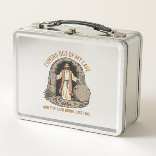 Coming Out of My Cave Funny Christian Vintage Shir Metal Lunch Box