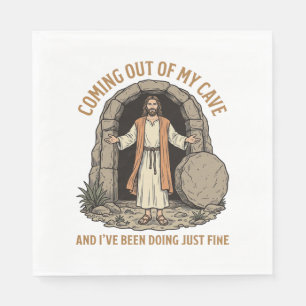 Coming Out of My Cave Funny Christian Vintage Shir Napkin