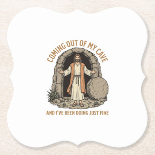 Coming Out of My Cave Funny Christian Vintage Shir Paper Coaster