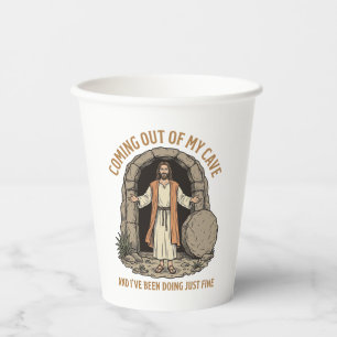 Coming Out of My Cave Funny Christian Vintage Shir Paper Cups