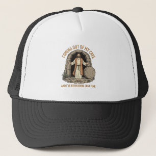 Coming Out of My Cave Funny Christian Vintage Shir Trucker Hat