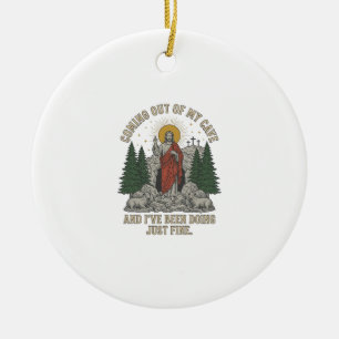 Coming Out of My Cave Resurrection Lyric Shirt Des Ceramic Tree Decoration