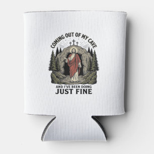 Coming Out of My Cave Vintage Religious Funny Shir Can Cooler