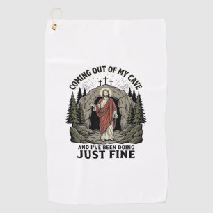 Coming Out of My Cave Vintage Religious Funny Shir Golf Towel