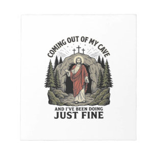 Coming Out of My Cave Vintage Religious Funny Shir Notepad