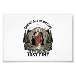 Coming Out of My Cave Vintage Religious Funny Shir Photo Print