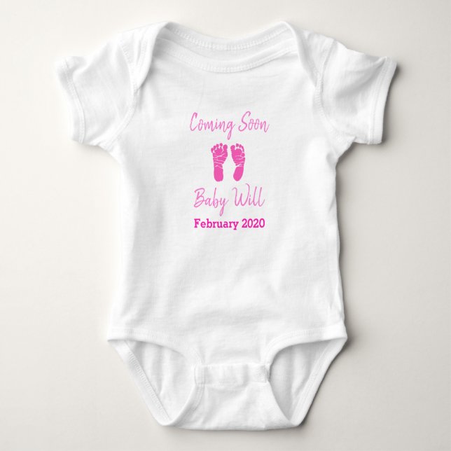 Coming Soon, Baby Due Date Announcement Bodysuit (Front)