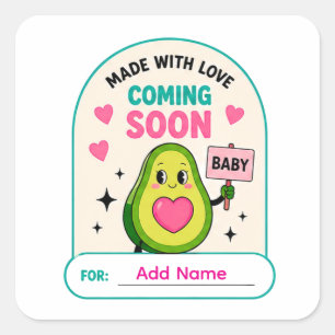 🥑 Coming Soon Baby Shower Name Sticker 🥑