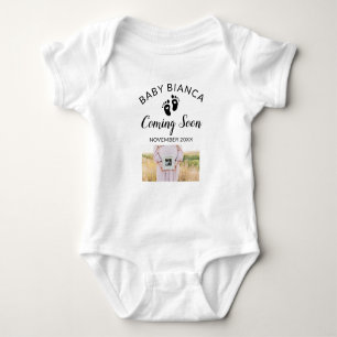 Coming Soon Custom Pregnancy Photo Announcement Baby Bodysuit