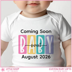 Coming Soon Custom Text Pregnancy Announcement Baby Bodysuit