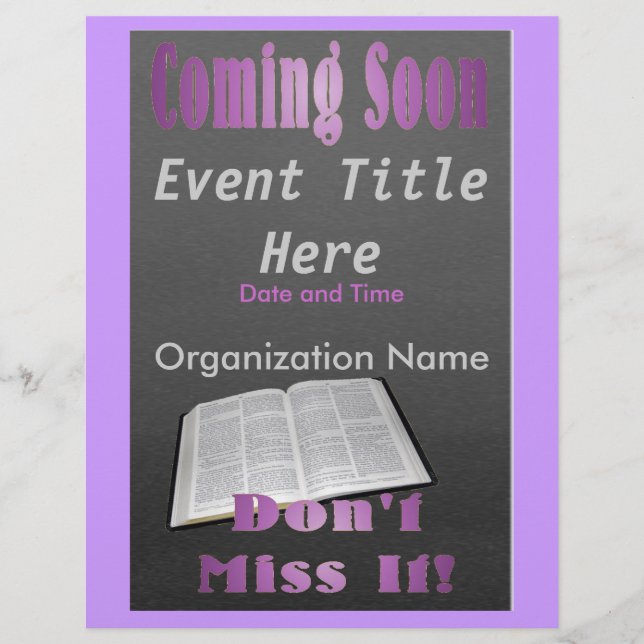 Coming Soon Flyer Purple (Front)
