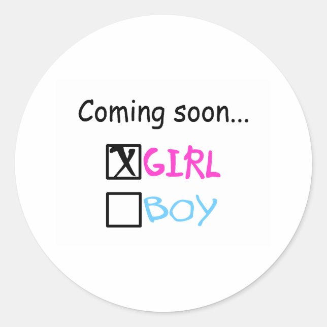 Coming Soon... (Girl) Classic Round Sticker (Front)