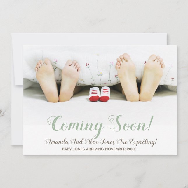 Coming Soon Modern Photo Pregnancy Announcement (Front)