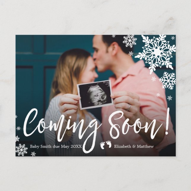 Coming Soon Photo Pregnancy Announcement Postcard (Front)
