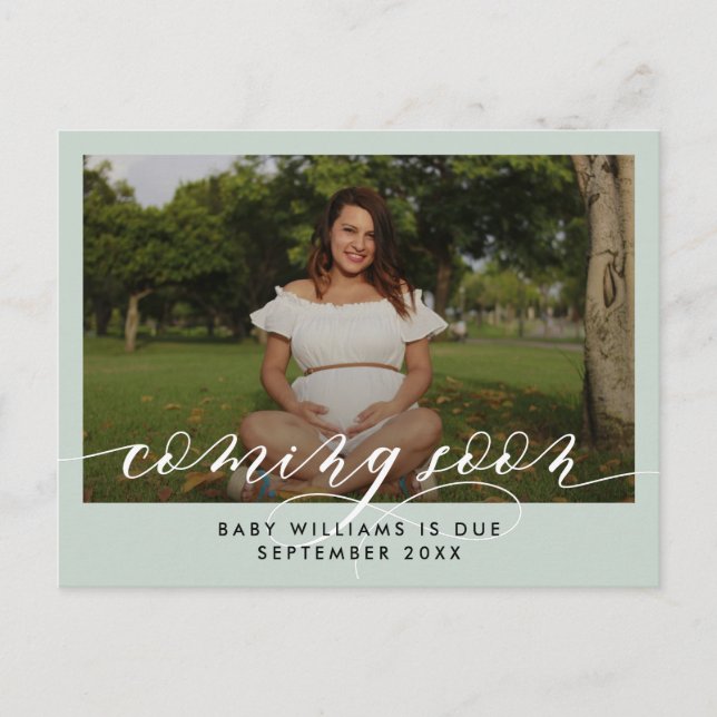 Coming Soon Photo Pregnancy Announcement Postcard (Front)