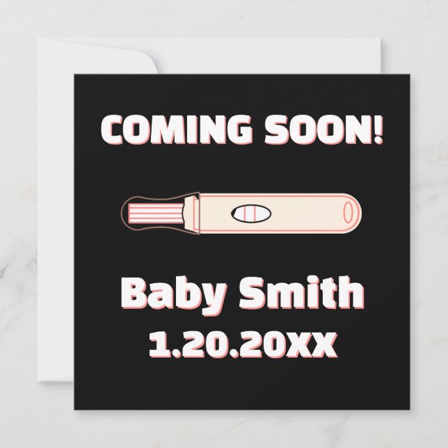 Coming Soon Social Media Positive Pink Pregnancy Announcement (Front)
