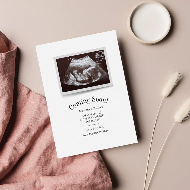 Coming Soon Ultrasound Photo Pregnancy Baby Card (Creator Uploaded)